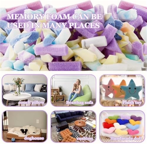 موتيم حشوة من الميموري فوم المبشور بوزن 5 باوند، حشو بين باج ناعم ومريح بالوان عشوائية، مناسب لمختلف الوسائد، سرير الكلاب، وسادة الاريكة، وسادة الظهر (43 × 18 × 18 سم/2.3 كغم)