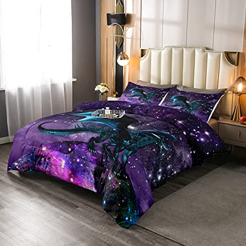 Erosebridal Dragon Bedding Set Purple Nebula Comforter Set Full Size Mysterious Outer Space Duvet Set Trippy Bedding Set For Kids Boys Girls Teens Room Decor, Safari Wildlife Animals Quilt Set #TOP1