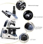 Swift SW380T Compound Trinocular Microscope,40X-2500X Magnification,Two-Layer Mechanical Stage,5.0 MP Camera and Software Windows/Mac Compatible and 100 PCS Blank Slides