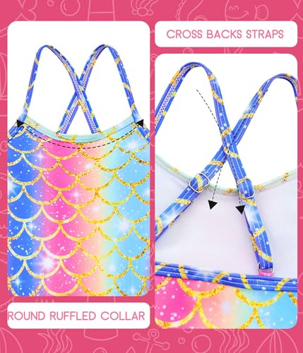 Image of Girls Swimsuit One-piece Bikini Set Two Sets Matching Bathing Suits 2-6T Adjustable Strap Summer Beach