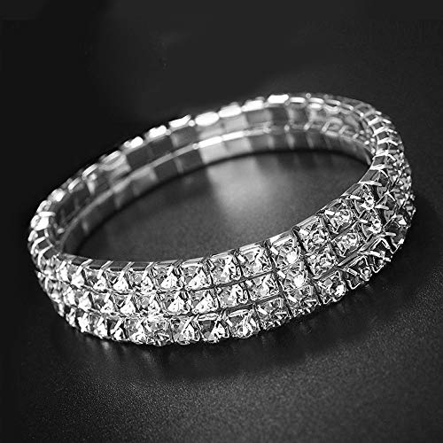 Preisvergleich Produktbild Fußkettchen mit 3 Reihen und Strasssteinen, silberfarben