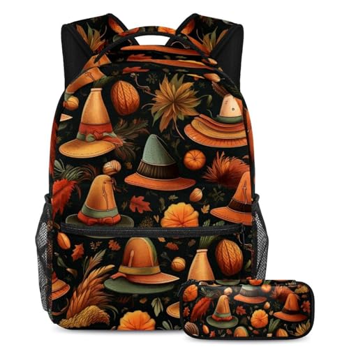 Sac à dos de Thanksgiving multicolore avec trousse assortie pour l'école