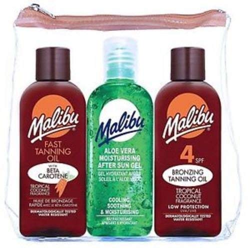 Malibu Reise Pack SPF 4 Bronze Öl, Aloe Vera after Sun Gel, Kokosnuss Braun Öl