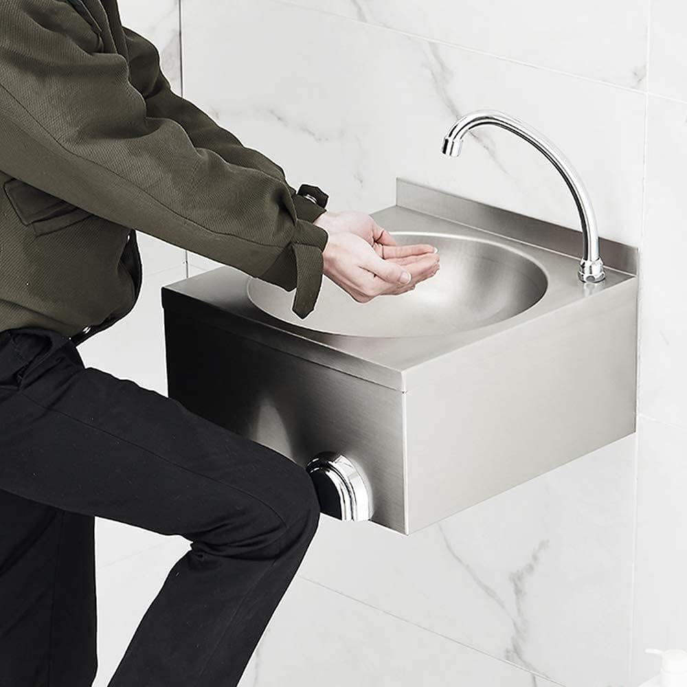 Commercial Hand Wash Sink Stainless Steel with Faucet, Wall Mount Hand