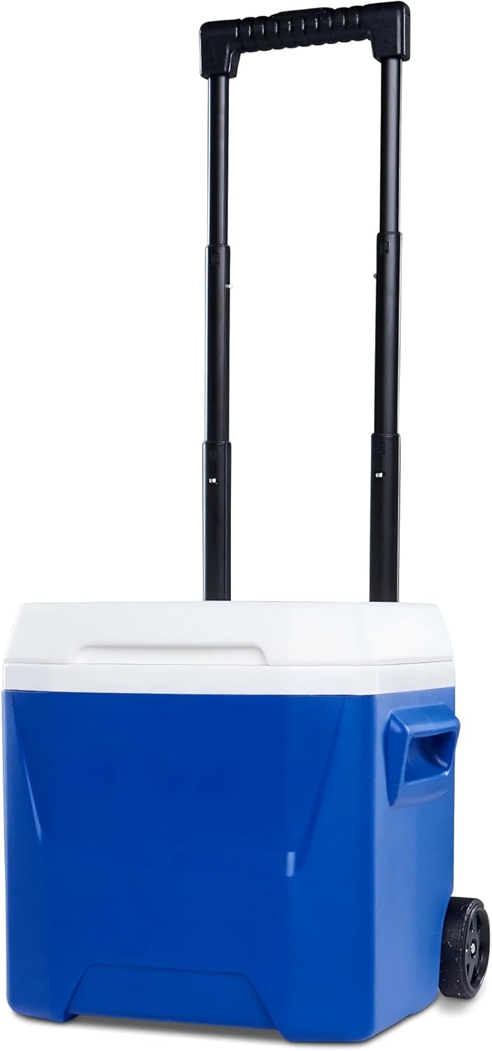 16-Quart Rolling Ice Chest Cooler,Portable Insulated ice Chest，Blue Cooler with Wheels and Handle,Small Insulated Cooler for car