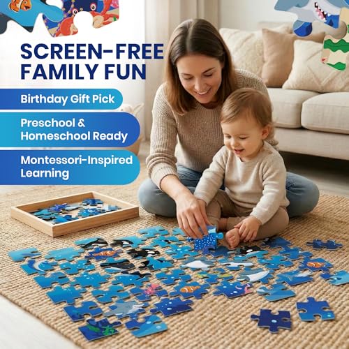 Ocean Underwater Animal 48 Piece Jumbo Floor Puzzles for Kids Ages 3-5 & 4-8, Giant 2 ft x 3 ft Large Jigsaw Puzzle, Screen-Free Educational Toy for Toddlers Preschoolers Kindergarten Boys Girls - Image 7