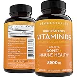 Viva Naturals High Potency Vitamin D3 5000 IU in Organic Coconut Oil for Enhanced Absorption, 360 Softgels
