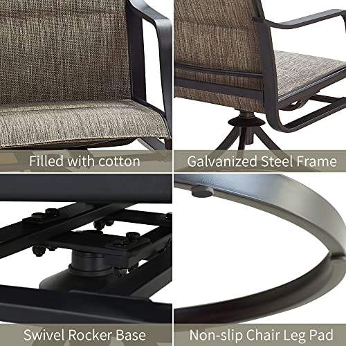 Patiofestival Patio Dining Set 63" Rectangle Outdoor Table Swivel Rocker Chairs Sets With Wood Grain Tabletop All Weather Frame (7 Pieces, Grey) #TOP6