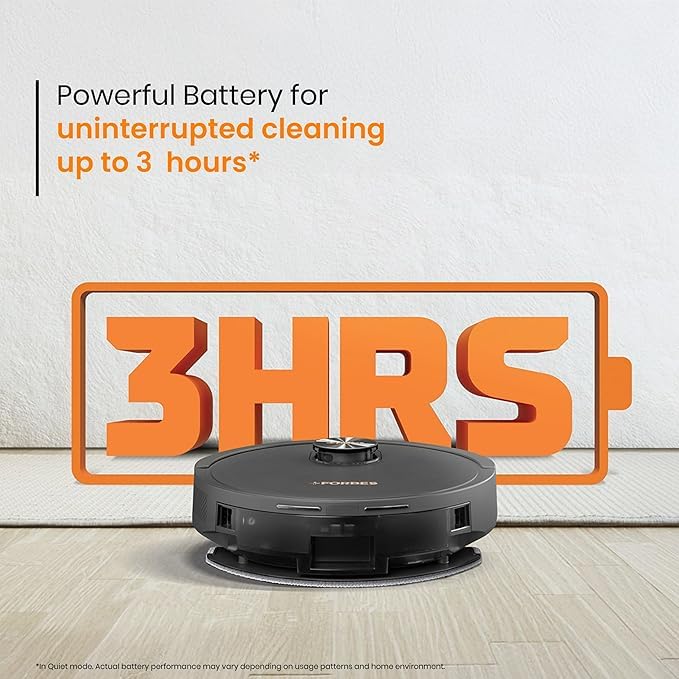 Image of Vacuum Cleaner, Black, LiDAR Navigation 3.0, Auto Dust Disposal, 4L Bag, App Control, Battery Powered (Turbo 7000Pa Suction Home Mapping)