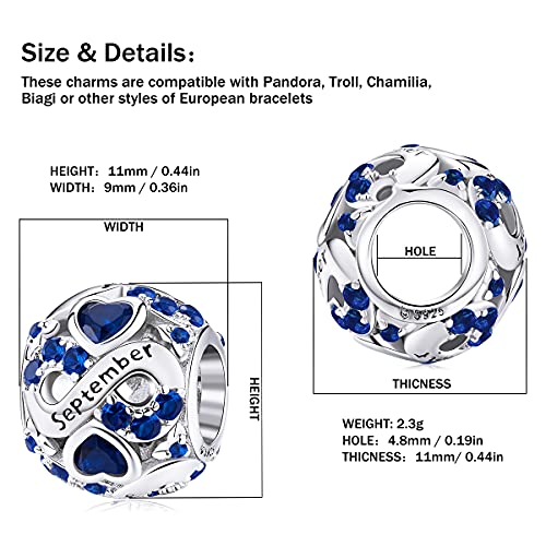 Birthstone Charm Jewelry 925 Sterling Silver Infinity Love Heart Charm Openwork Bead for European Bracelets and Necklaces with 5A Cubic Zirconia, Birthday Mothers Day Jewelry Gifts for Women & Girls3