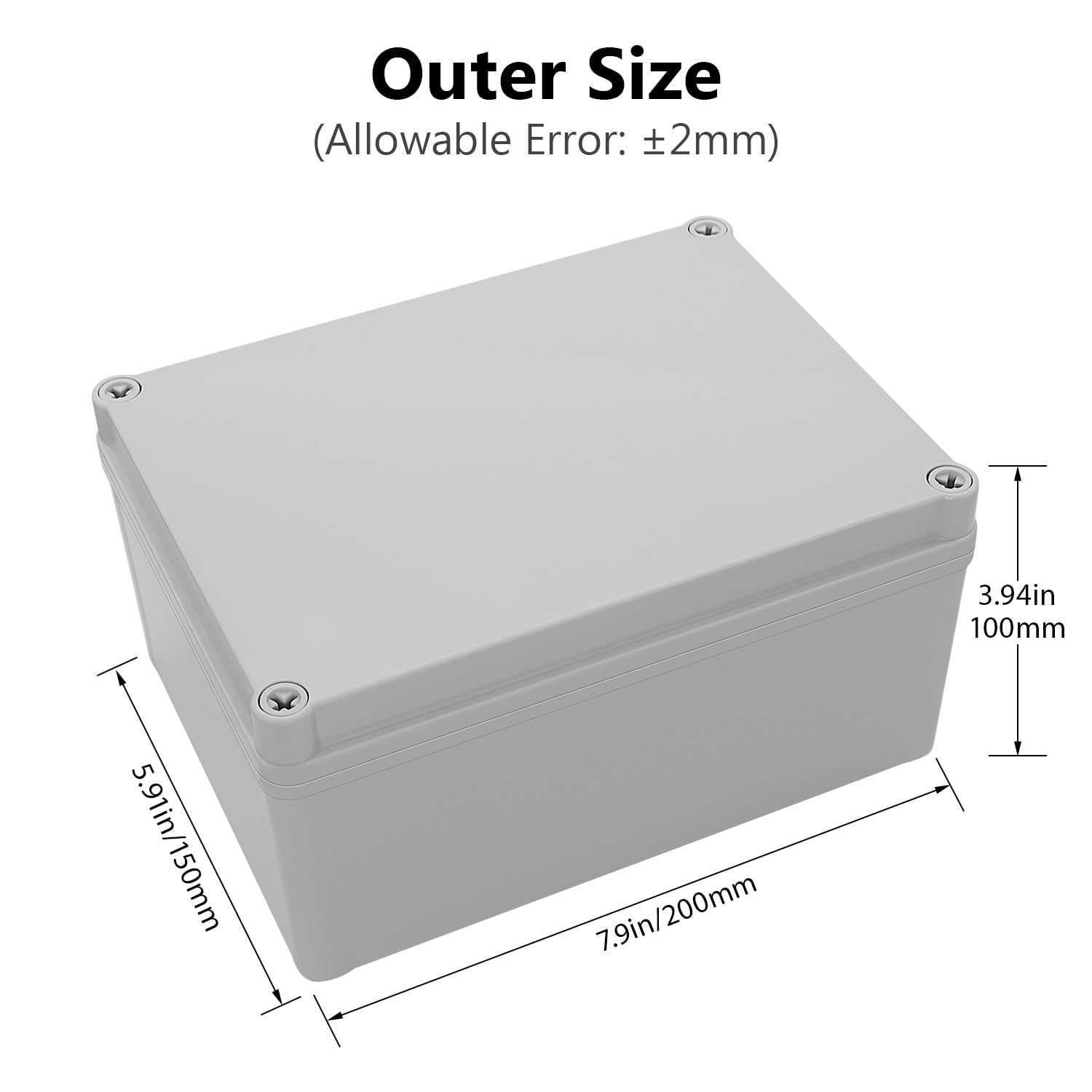 LeMotech Abzweigdose IP67 wasserdicht staubdicht ABS Kunststoff Projektbox für elektrische Außengehäuse Grau 15 x 11 x 7,1 Zoll (380 x 280 x 180 mm)
