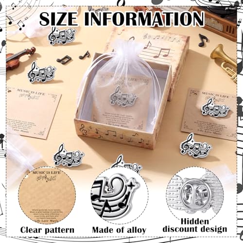 Image of Liliaafar 30 Pcs Music Note Lapel Pins Musical Note Band Award Pins Gifts Cards Bulk for Musician Music Lover Teacher Graduation Gifts for Students
