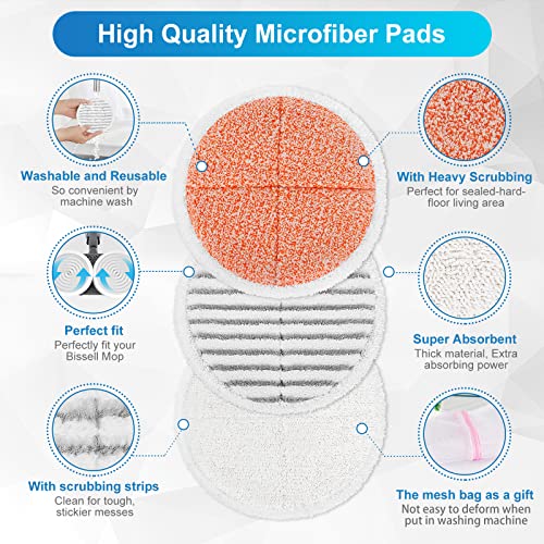 Keepow Spinwave Replacement Pads For Bissell Spinwave Mop 2124,2039A,2307,23157,20391,20399 Powered Hard Floor Mop (6 Pack) #TOP2