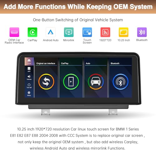Pantalla inalámbrica 10.25" Android Auto Carplay para BMW miniatura 3