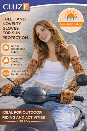 Image of Women's Driving Gloves, Printed Cotton Full Hand Summer Gloves for Protection from Sun Burn /Heat /Pollution (Pack of 1 Pair)
