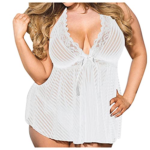 Lingerie sexy femme dentelle transparente avec licou ajustable et dos nu plongeant