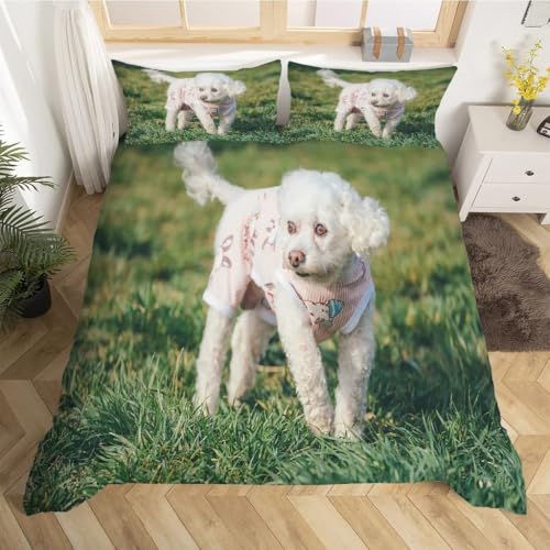Housse de couette 200x200 caniche parure de lit 3 pièces pour chambre - 3