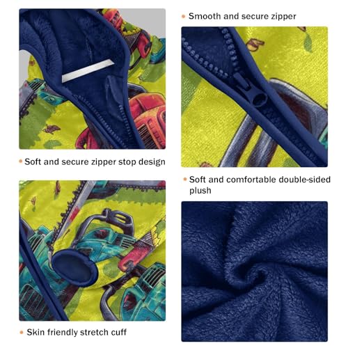 Chainsaws Pattern Print on Fabric Toddler Fleece Jacket Girl Boys Hooded Fleece Jacket Coat Warm Outwear Zip-up 3-10T3