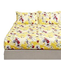 DaDa Bedding Gesteppte Überwurfdecke, Blumen-Kolibri-Muster, Sonnengelb, 127x152 Cm – Dünn & Leicht Mit Gewellten Kanten