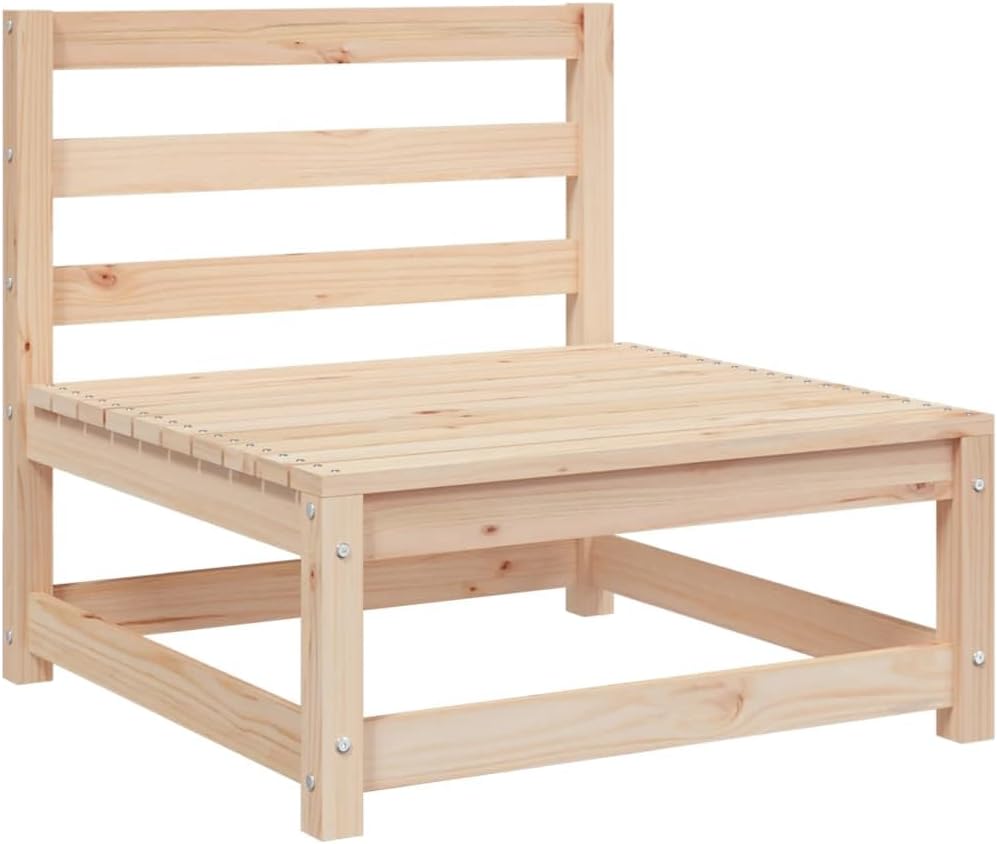 Rustic Outdoor Loveseat Modular 2-Seat Patio Couch Solid Pine Wood 82.7x27.6x26.4 in Beige Weather-Resistant Garden Sofa for Balcony & Terrace