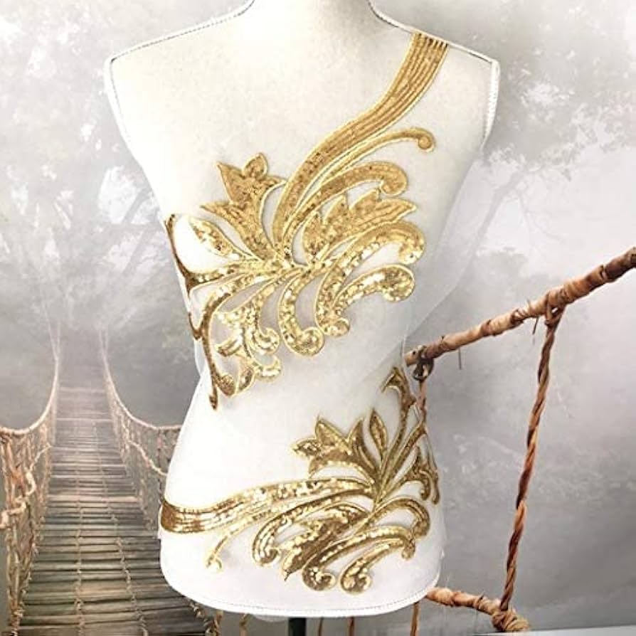 Amazon.co.jp: レース 衣装モチーフ スパンコールモチーフ ゴールド