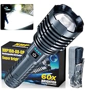 Super Bright Rechargeable LED Flashlights 2500,000High Lumens,Powerful Tactical Flashlight Up to 25H Long Battery Life|Zoomable|5Light Modes|IP67 Waterproof,Flashlights High Lumens for Camping (Grey)