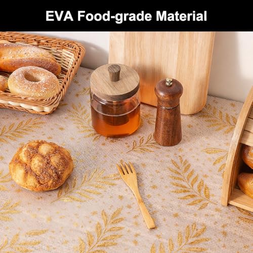 Image of SHOPPOFOBIX Kitchen Mat EVA Food Grade Multipurpose Washable Anti Slip Mat /Sheet for Fridge, Shelf Liner, Table, Kitchen Drawer mat (Golden Leaf)