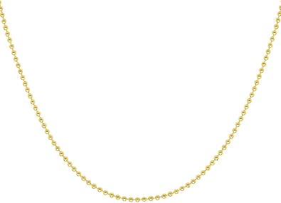 925 Sterling Silver 1.5MM 2MM 3MM 4MM Silver Bead Ball Chain Necklace,14K Gold Plated Sterling Silver Bead Necklace, Made In Italy, Men and Women Jewelry Accessories, Beaded 16-30 Inch