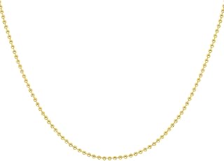 925 Sterling Silver 1.5MM 2MM 3MM 4MM Silver Bead Ball Chain Necklace,14K Gold Plated Sterling Silver Bead Necklace, Made In Italy, Men and Women Jewelry Accessories, Beaded 16-30 Inch