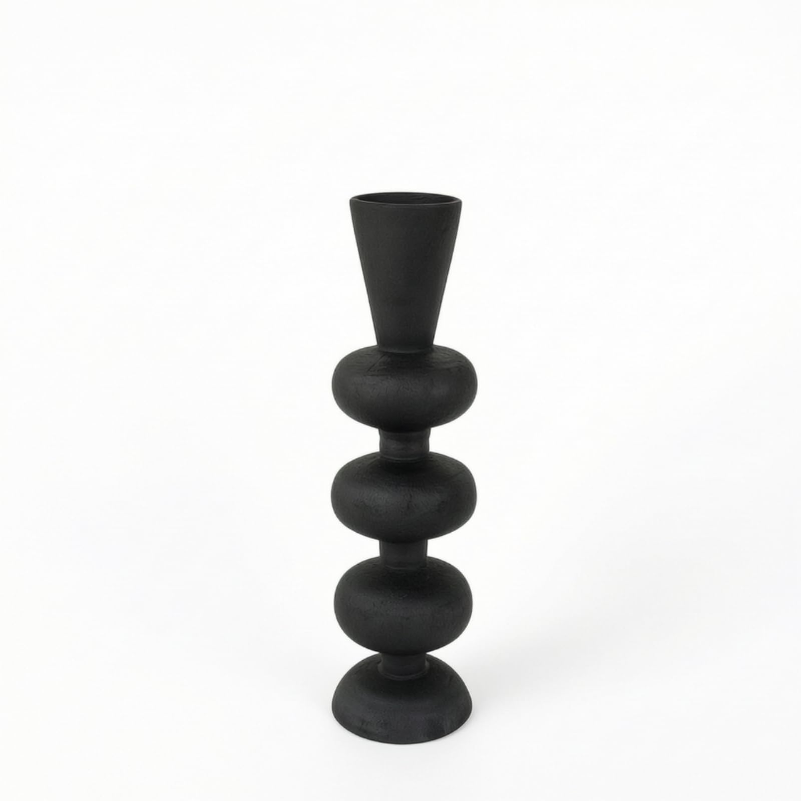 Portacandele in Legno Opaco Candelabro da Tavolo Rustico Portacandele Affusolato per Interior Designer, Soggiorno, Servizio Fotografico, Nero Noce, Alto
