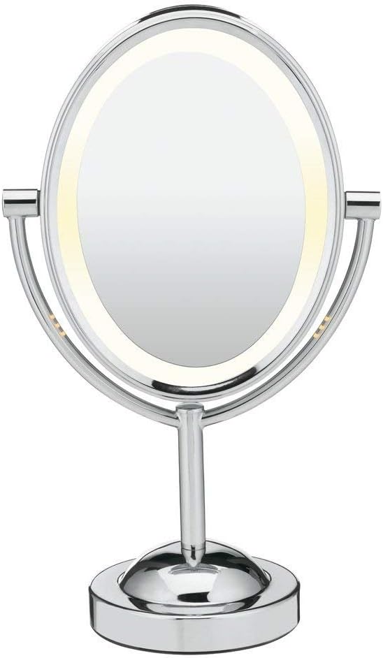 Lighted Makeup Mirror, LED Vanity Mirror, 1X/7X Magnifying Mirror, Double Sided, Corded in Polished Chrome