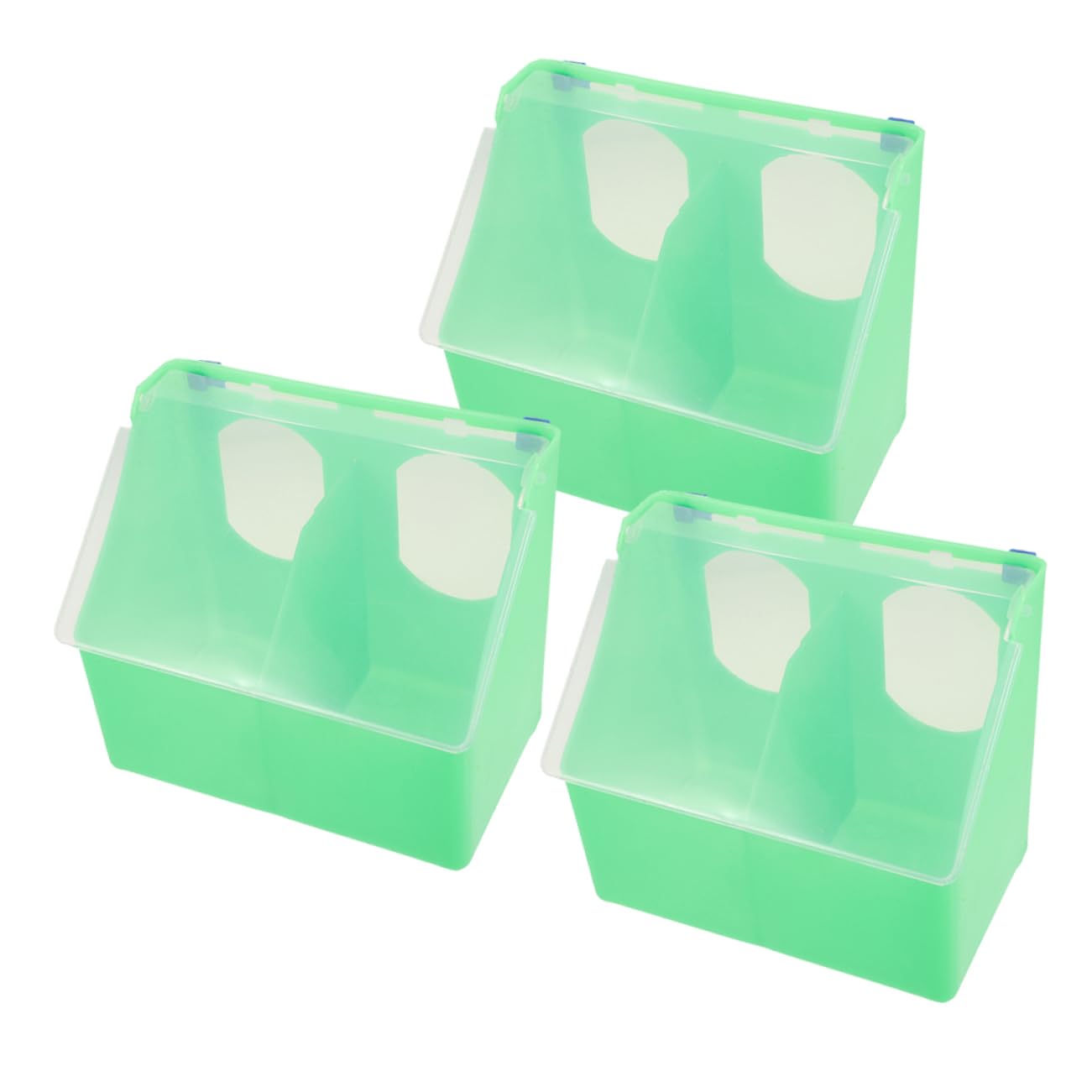 Mangeoire à Oiseaux à Double Ouverture, Lot de 3, Plastique Vert