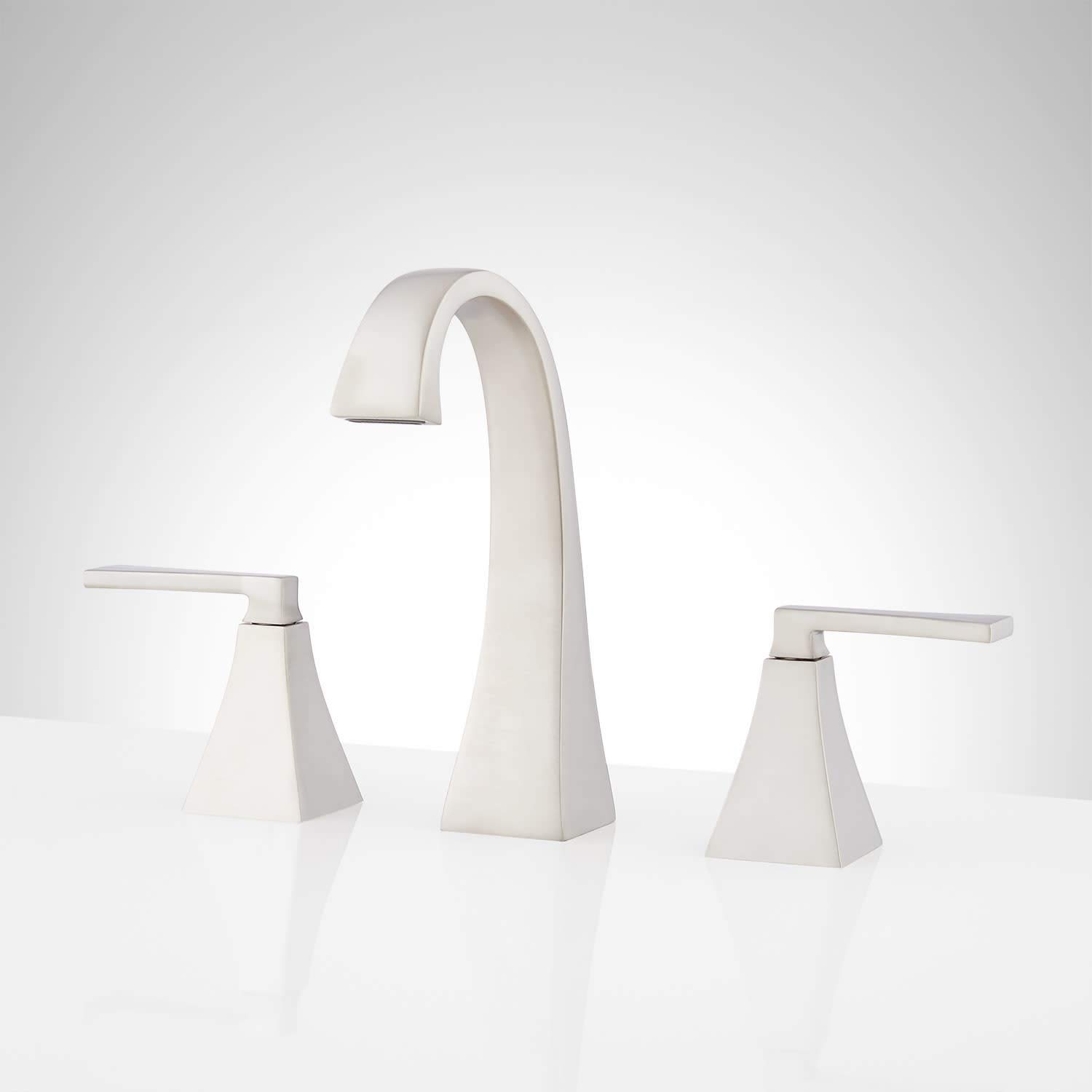 Signature Hardware 447911 Vilamonte 1 2 GPM Widespread Bathroom Faucet with Metal Lever Handles and Pop-Up Drain Assembly