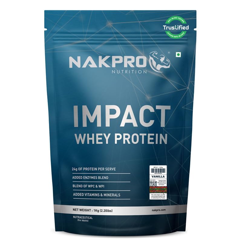 NAKPRO NUTRITION Impact Whey Protein Isolate & Concentrate | 1 kg...