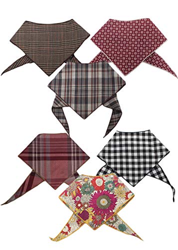 Tail Trends 6 Pack Pet Dog Bandanas Triangle Bib Scarf Assortment of Designs Available - 100% Cotton