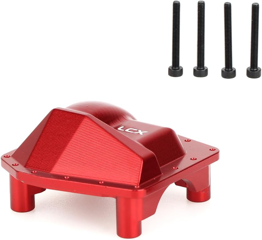 LCX Racing 1/6th RC Crawler Car CNC Aluminum Front Rear Axle AR90 Diff Cover Axle Housing Differential Cover for RC Car Axial SCX6 AXI05000, Upgrades Patrs Accessories (Red)