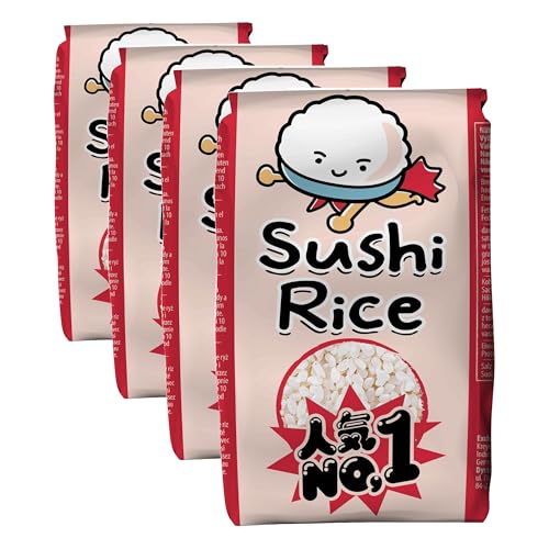 RICEFIELD Arroz para sushi, grano redondo (Japonica) - 1 x 500 g (Paquete de 4)