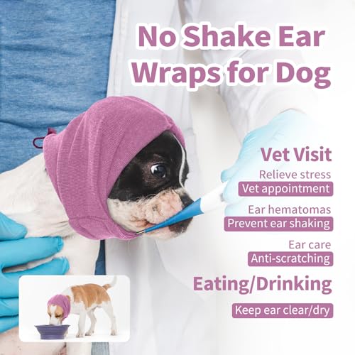 Image of Nanaki Soft Dog Calming Hoodie Anxiety Relief Dog Ear Muffs Noise Protection Dog Ear Wrap Hematoma Fireworks Dog Ear Cover for Bath Blow Drying Dog Head Cover Noise Cancelling Sleep Help Headband