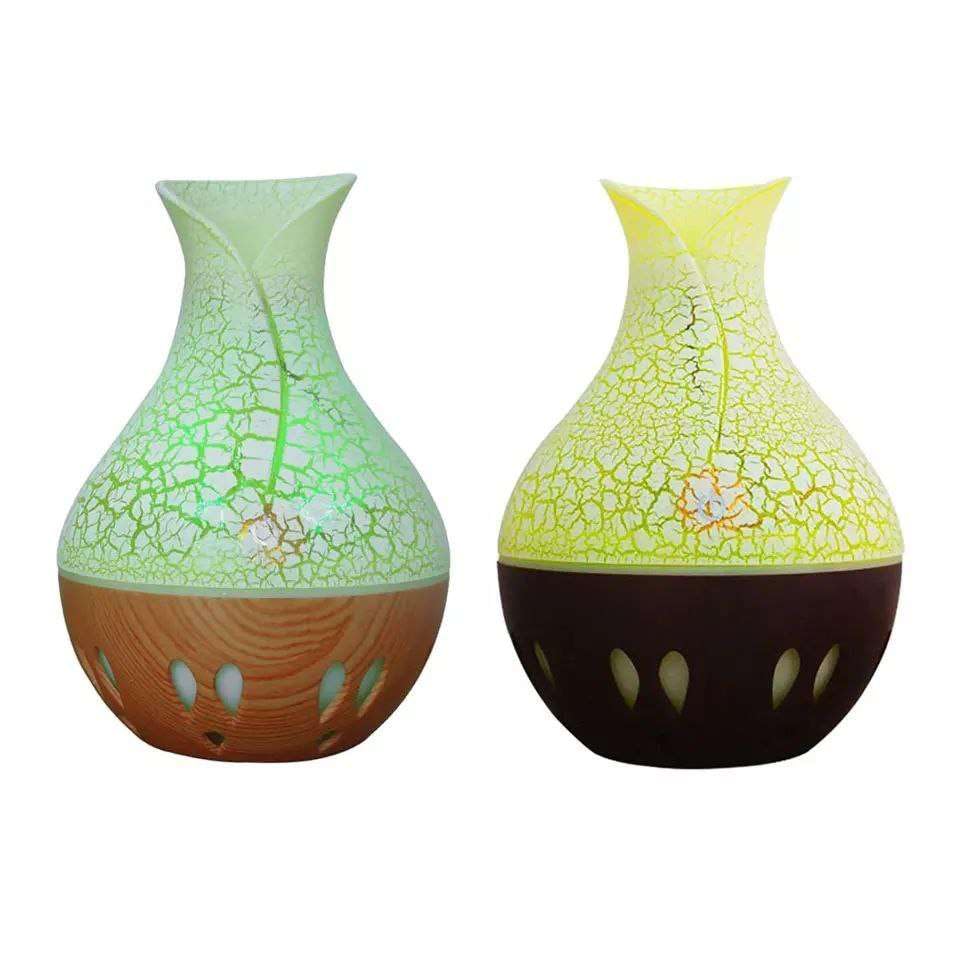 mobigon Wood Cool Mist Ultrasonic Humidifier for Room Moisture, Aroma Diffuser for Home, 200ml Essential Oil Diffuser with 7 Colorful Night Light, Auto Shut-Off, Home, Office, car (D.Dark Brown)