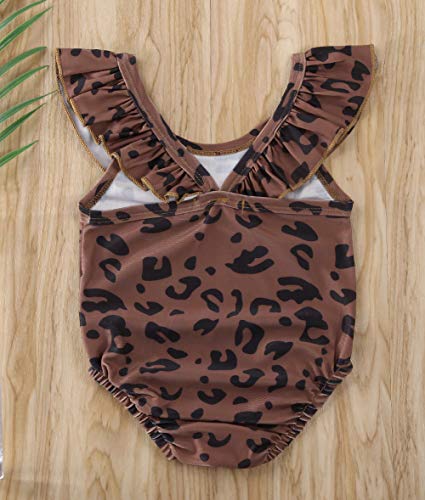 Styles I Love Toddler Girls Leopard Print Ruffled One-Piece Swimsuit Brown Bathing Suit Beach Swimwear3