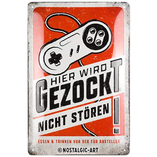 Nostalgic-Art Blechschild „Achtung – Exit“ Retro-Design | 20x30 Cm, Metall, 3D-Prägung | Für Gamer, Bar & Wohnzimmer