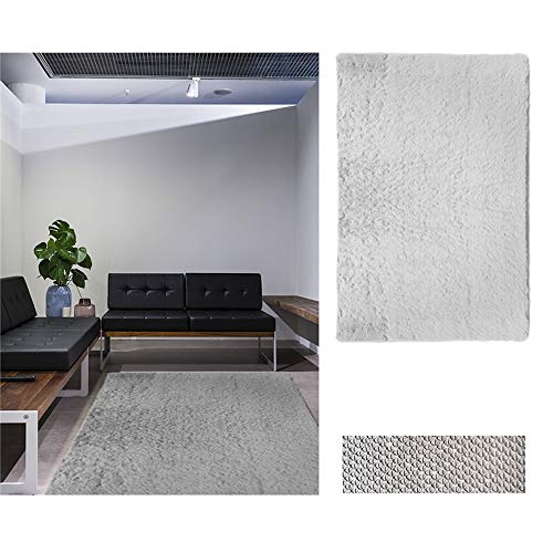 Comercial Candela Alfombra de Salón Gran Tamaño - Pelo Largo Alfombra de Salon y Dormitorio, Suave y Moderna Gris 150x200