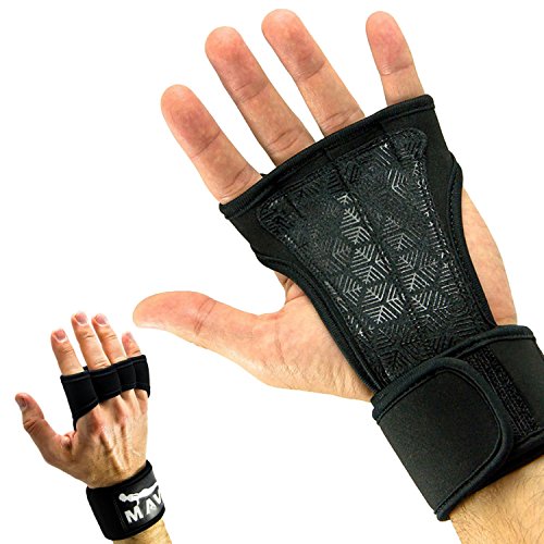 Mava Sports Workout Gloves with Wrist Wraps Support and Full Palm Silicone Padding