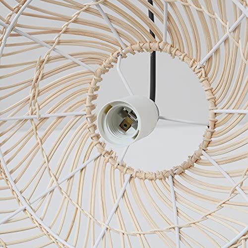 Spuik Woven Rattan Pendant Light, Minimalist Kitchen Island Hanging Lights Living Room Rattan Chandelier Farmhouse Dining Room Decor Ceiling Pendant Lighting Fixtures E26… - Image 6