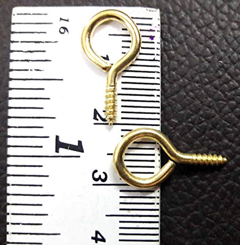 Image of Tia Brass Mini Eye Pins Hooks Eyelets Screw Picture Frame Hanging, Wire Holding Screw- Golden, 20 x 10mm, 40pcs