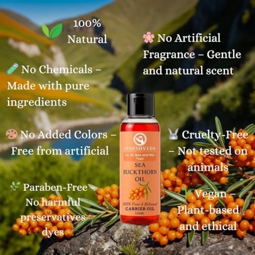 Image of Sea Buckthorn Oil | 100% Pure & Unrefined Facial Oil for Glowing, Youthful Skin | Rich in Natural Vitamin C & Antioxidants | Helps Brighten, Nourish & Repair Skin Barrier | For All Skin