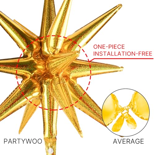 Image of PartyWoo Gold Star Foil Balloons 6pcs 22 Inch Spike Explosion Mylar Balloons for Graduation Birthday Baby Shower Engagement Wedding Anniversary Bridal Shower Bachelorette Retirement Party Decorations