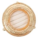 ELAYARD Bandeja para Joyas Vintage de Resina Dorada Pequeña con Patas, Expositor para Anillos y Pendientes, Organizador Compacto para Almacenamiento en Hogar, Almohadilla Porta Aretes