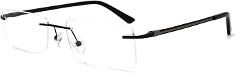 Rimless Frameless Fake Clear Glasses Non Prescription Glasses Eyeglasses Rectangular Frame