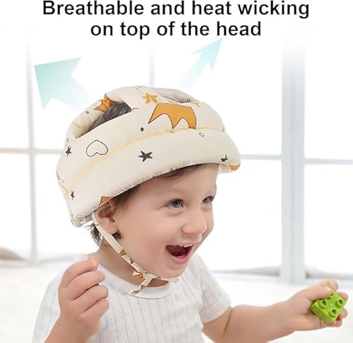 SKY-TOUCH Toddler Walking Helmet,Baby Bumper Protect Hat Head Cushion Breathable,No Bumps Cushion Cap for Crawling,Running,Playing,Soft Protective Headgear with Knee Pads(6-36 Months)